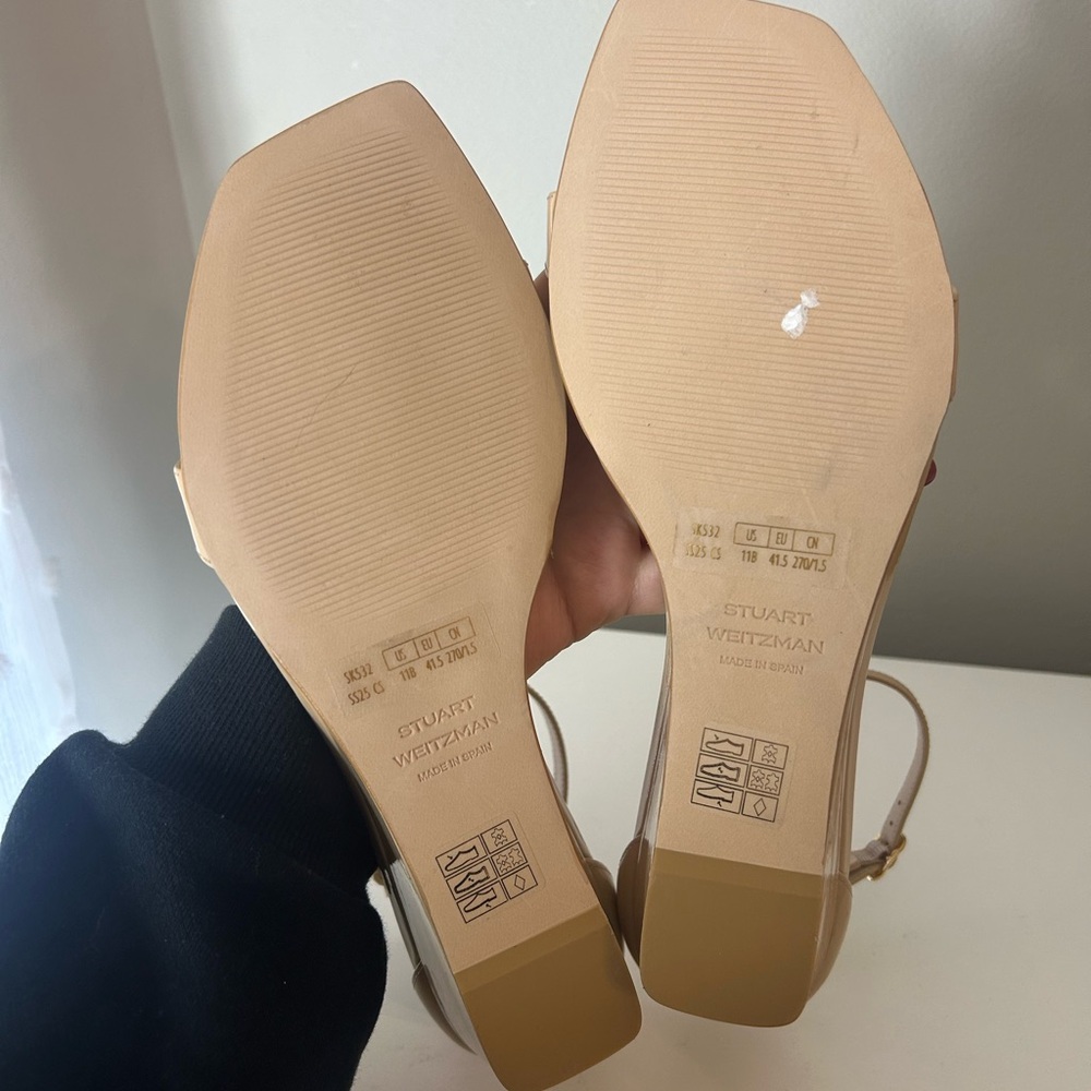 Stuart Weitzman Nudistcurve 50 Patent Wedge Sandal Heel - Picture 4 of 5